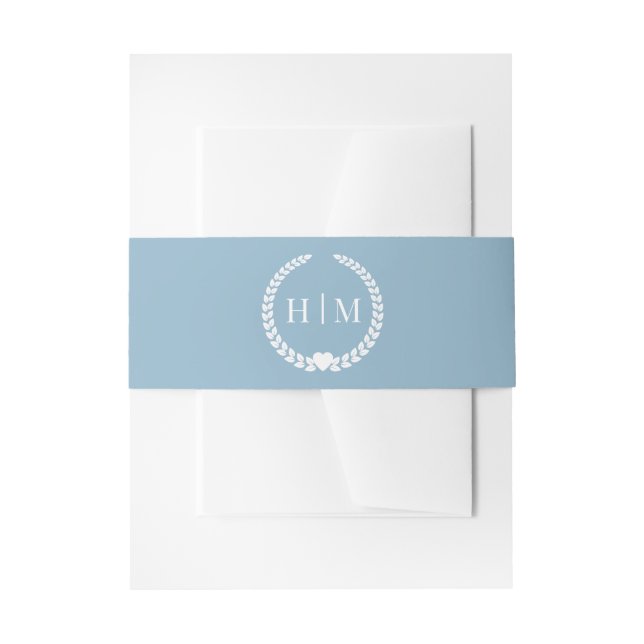 Einfache Einladung für Monogram Winter Sky Blue Einladungsbanderole (Vorderseite Beispiel)