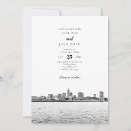 Einfache Einladung von Cleveland Skyline Hochzeit