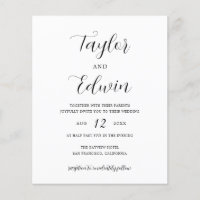 Einfache Einladung zu zeitgenössischen Hochzeiten