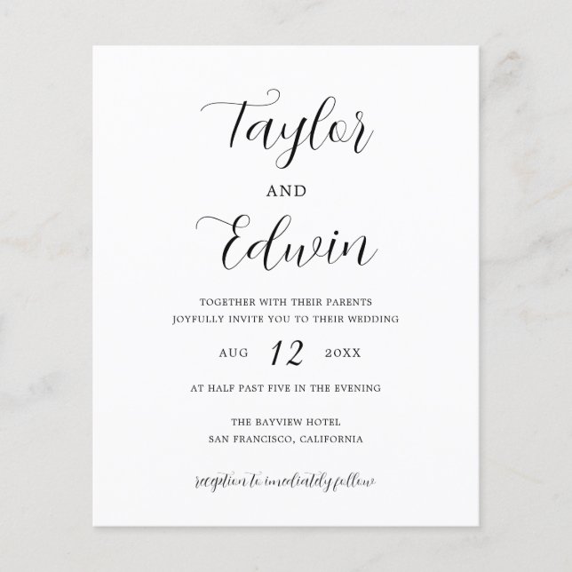 Einfache Einladung zu zeitgenössischen Hochzeiten Flyer (Vorne)