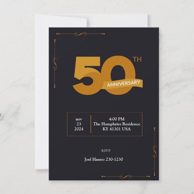 Einfache Einladung zum 50. Hochzeitstag Templat (Vorderseite)