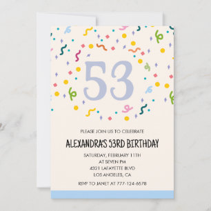 Einfache Einladung zum 53. Geburtstag Confetti Mod
