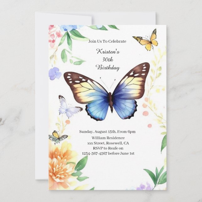 Einfache Einladung zum Geburtstag (Vorderseite)