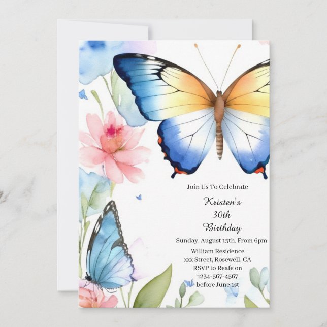 Einfache Einladung zum Geburtstag (Vorderseite)