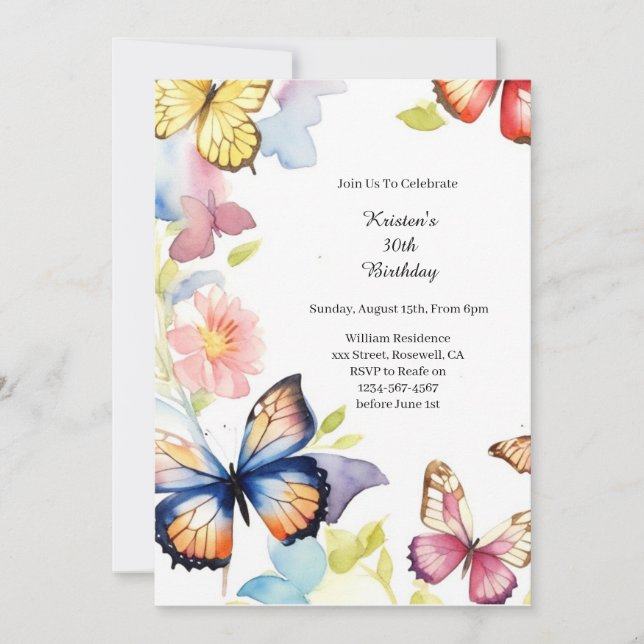 Einfache Einladung zum Geburtstag (Vorderseite)