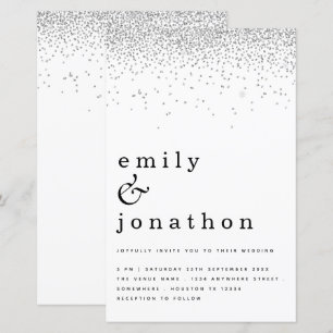 Einfache Einladung zum Hochzeitsfeiern mit Silver 