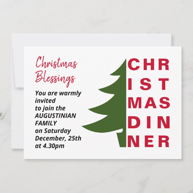 Einfache Einladung zum Weihnachtsessen (Vorderseite)