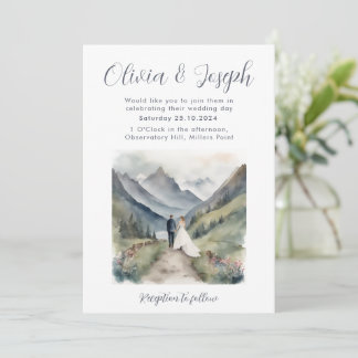 Einfache Einladung zur Hochzeit im Gebirge