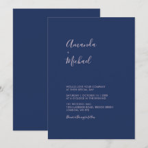 Einfache Einladung zur Hochzeit in Rosa und Navy B