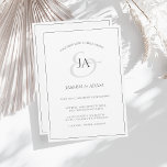 Einfache Einladung zur Hochzeit in Weiß und Schwar<br><div class="desc">Einfache Einladung zur Hochzeit in Weiß und Schwarz. Stilvoll beeindrucken Sie Ihre Hochzeitsgäste mit dieser trendigen, weißen und schwarzen Hochzeitseinladung mit einem schönen schwarzen Drehbuch, mit den Initialen der Braut und des Bräutigams auf weißem Hintergrund. Das atemberaubende Schwarz-Weiß-Design mit modernen und minimalistischen Farbtönen eignet sich perfekt für Ihre einfache, trendige...</div>