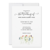 Einfache Einladung zur Hochzeit von Wildblumen