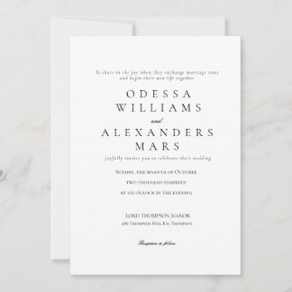 Einfache Einladung zur Schwarz-Weiß-Hochzeit