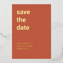 Einfache Einladung zur Terracotta Save the Date Fo