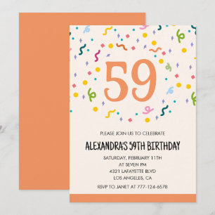Einfache Einladungen Confetti 59. Geburtstag Moder
