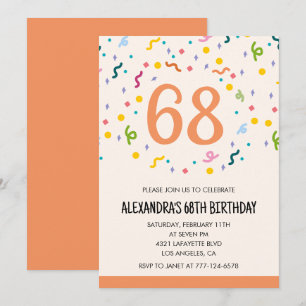 Einfache Einladungen Confetti 68. Geburtstag Moder