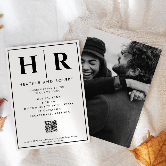 Einfache Einladungen mit QR-Code für Monogramm-Hoc (Von Creator hochgeladen)