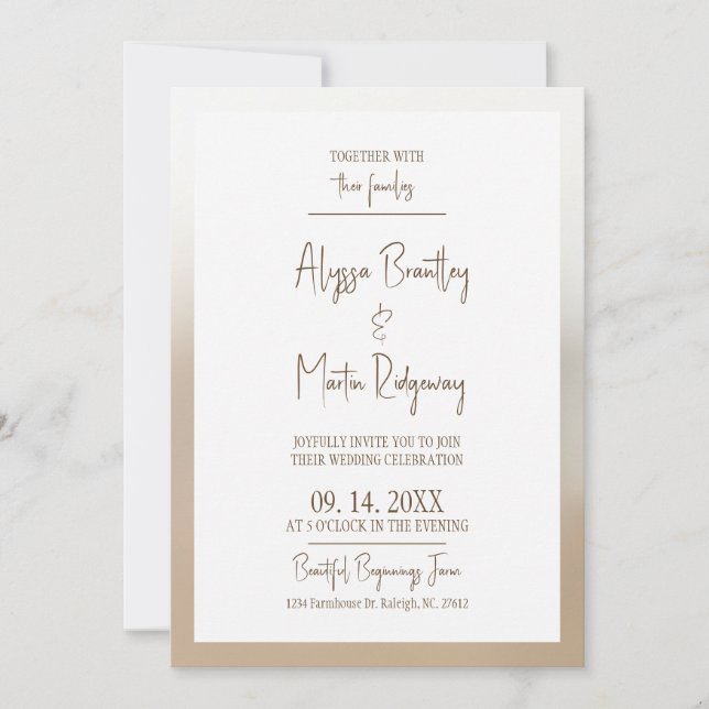 Einfache Einladungs-Karte für Hochzeiten Einladung (Vorderseite)