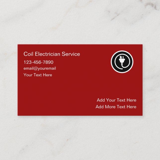 Einfache Electrical Business Cards Red Visitenkarte (Vorderseite)