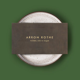 Einfache Eleganbraun Leder Beruflich Visitenkarte