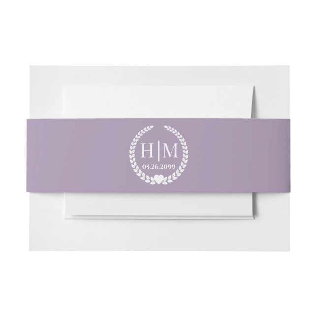 Einfache Eleganbrücke und Groom Monogram Einladungsbanderole (Vorderseite Beispiel)