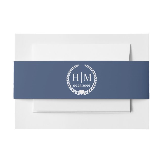 Einfache Eleganbrücke und Groom Monogram Einladungsbanderole (Vorderseite Beispiel)