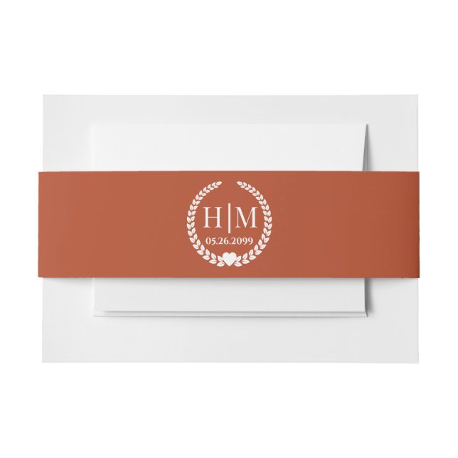 Einfache Eleganbrücke und Groom Monogram Einladungsbanderole (Vorderseite Beispiel)