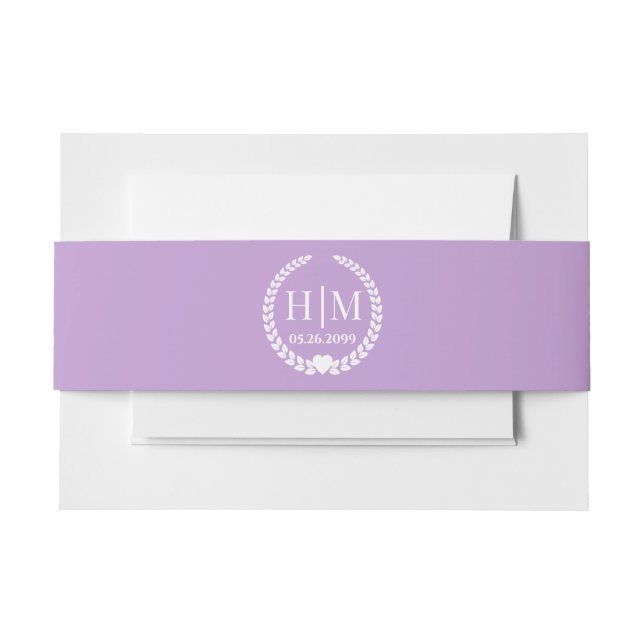 Einfache Eleganbrücke und Groom Monogram Einladungsbanderole (Vorderseite Beispiel)