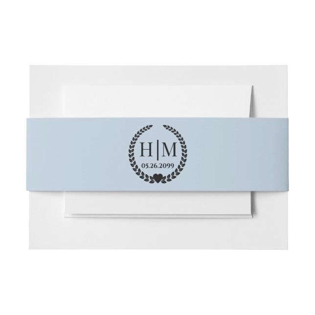 Einfache Eleganbrücke und Groom Monogram Einladungsbanderole (Vorderseite Beispiel)