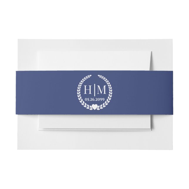 Einfache Eleganbrücke und Groom Monogram Einladungsbanderole (Vorderseite Beispiel)