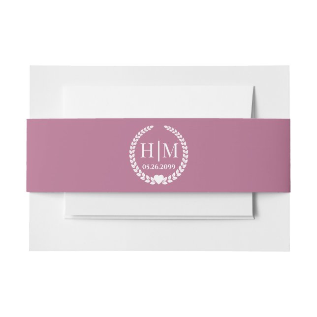 Einfache Eleganbrücke und Groom Monogram Einladungsbanderole (Vorderseite Beispiel)