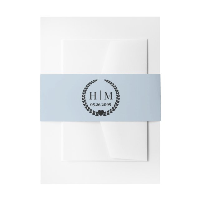 Einfache Eleganbrücke und Groom Monogram Einladungsbanderole (Vorderseite Beispiel)