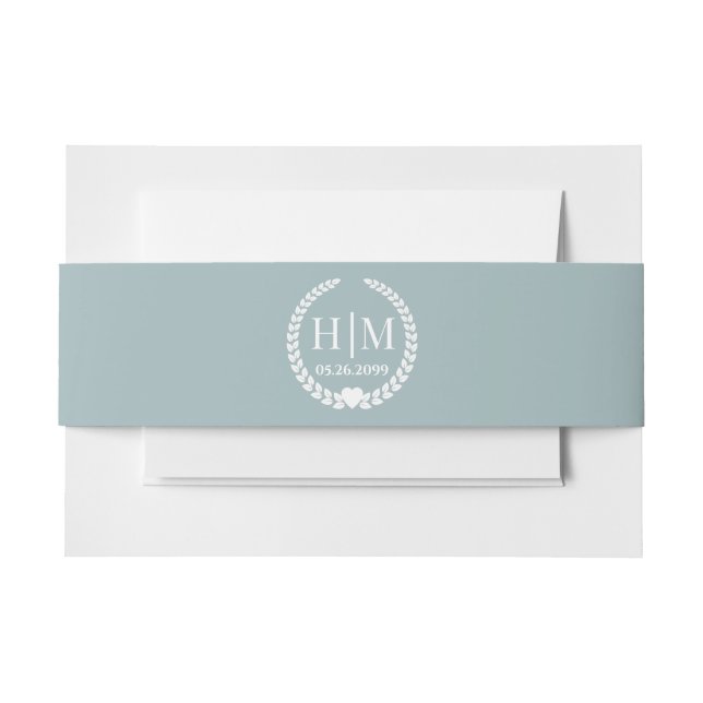 Einfache Eleganbrücke und Groom Monogram Einladungsbanderole (Vorderseite Beispiel)