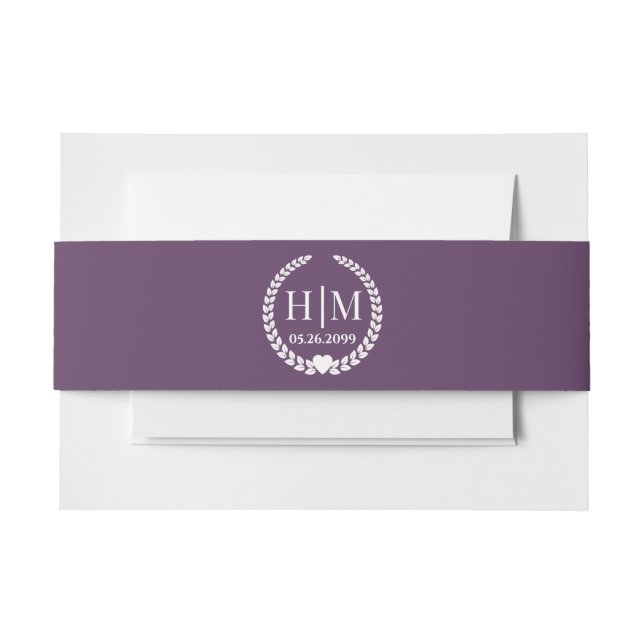 Einfache Eleganbrücke und Groom Monogram Einladungsbanderole (Vorderseite Beispiel)