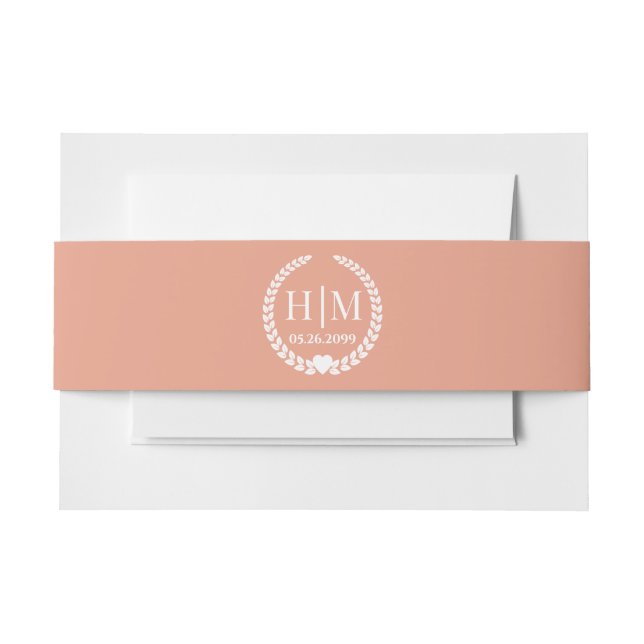 Einfache Eleganbrücke und Groom Monogram Einladungsbanderole (Vorderseite Beispiel)