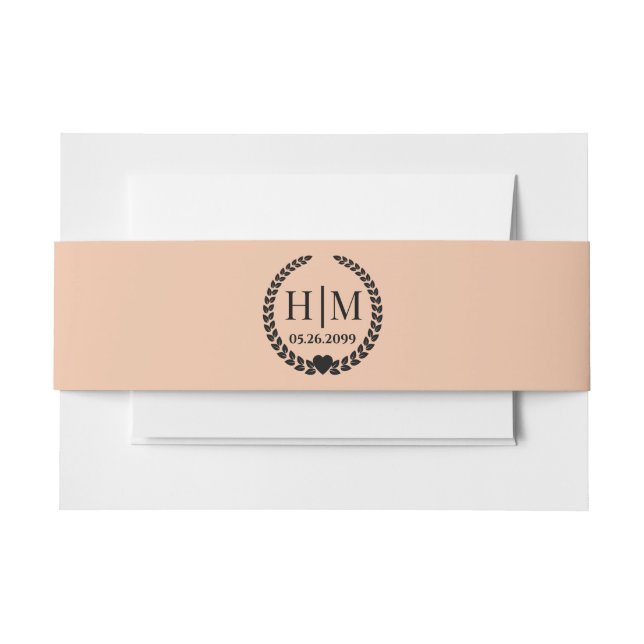 Einfache Eleganbrücke und Groom Monogram Einladungsbanderole (Vorderseite Beispiel)