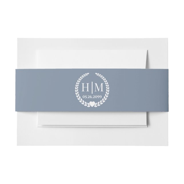 Einfache Eleganbrücke und Groom Monogram Einladungsbanderole (Vorderseite Beispiel)