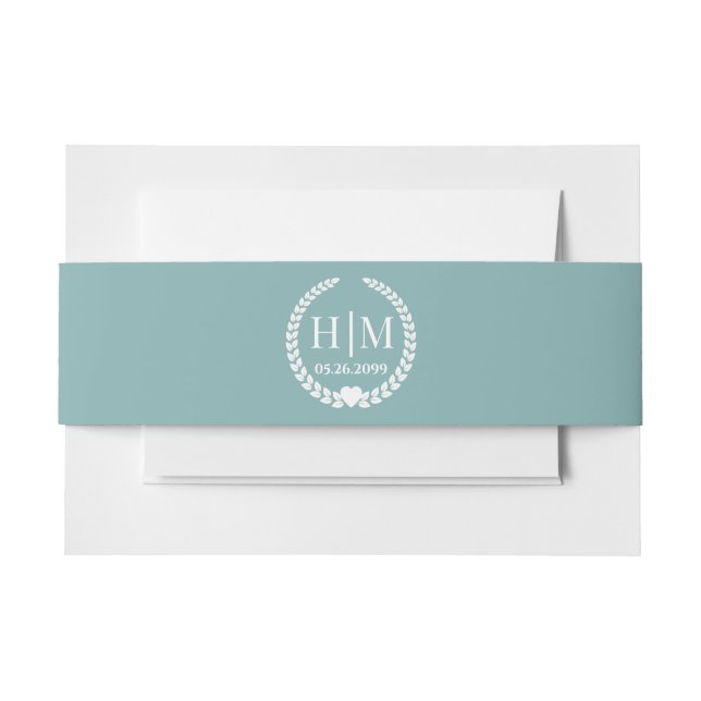 Einfache Eleganbrücke und Groom Monogram Einladungsbanderole (Vorderseite Beispiel)
