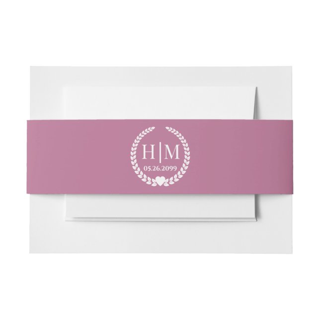 Einfache Eleganbrücke und Groom Monogram Einladungsbanderole (Vorderseite Beispiel)