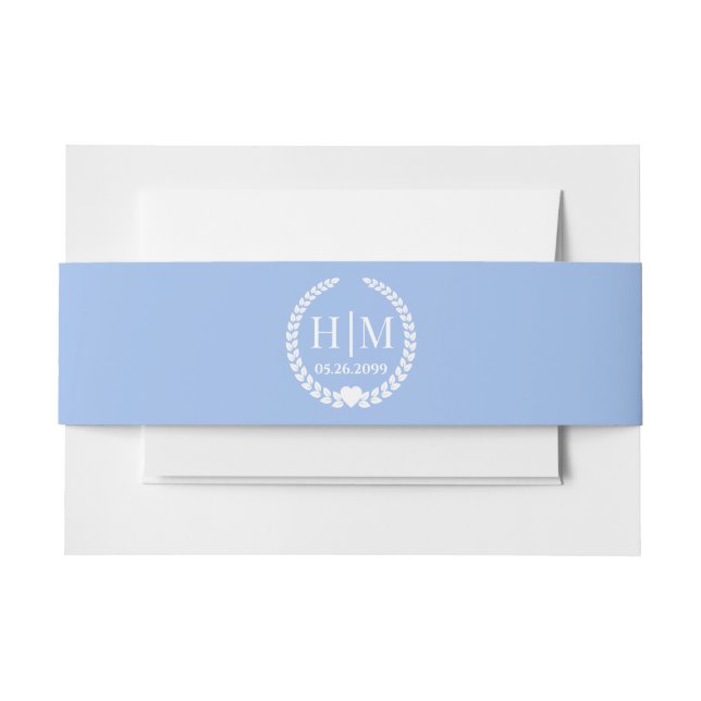 Einfache Eleganbrücke und Groom Monogram Einladungsbanderole (Vorderseite Beispiel)
