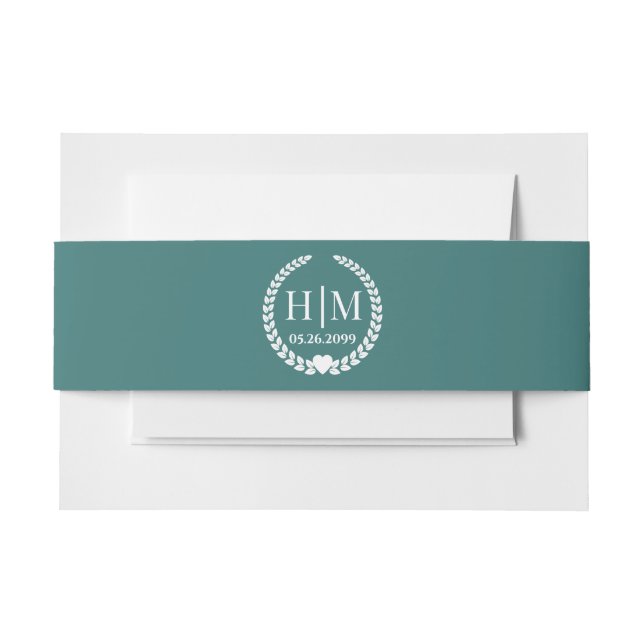 Einfache Eleganbrücke und Groom Monogram Einladungsbanderole (Vorderseite Beispiel)