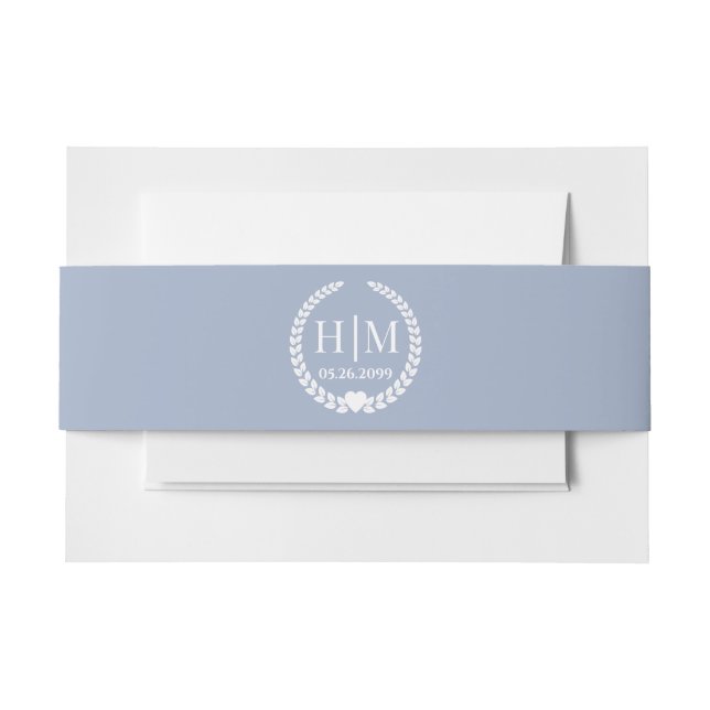 Einfache Eleganbrücke und Groom Monogram Einladungsbanderole (Vorderseite Beispiel)