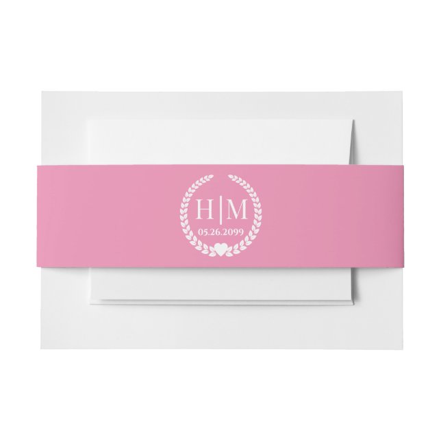 Einfache Eleganbrücke und Groom Monogram Einladungsbanderole (Vorderseite Beispiel)