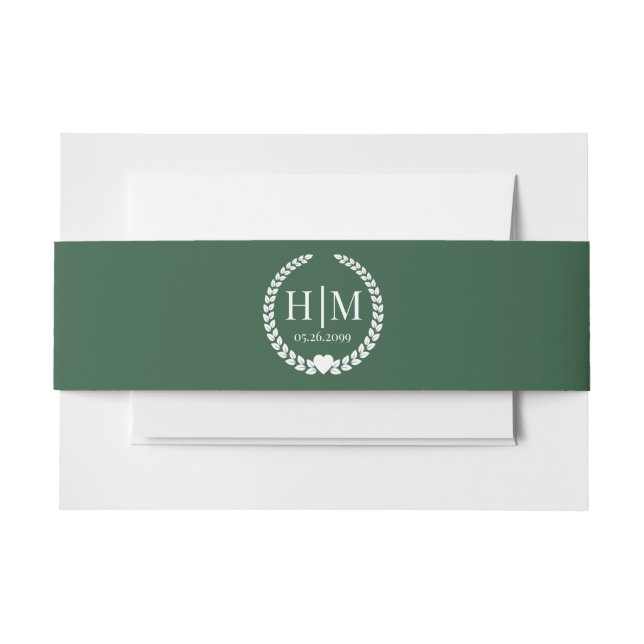Einfache Eleganbrücke und Groom Monogram Einladungsbanderole (Vorderseite Beispiel)