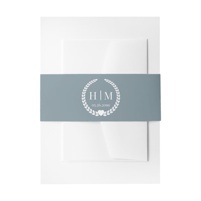 Einfache Eleganbrücke und Groom Monogram Einladungsbanderole (Vorderseite Beispiel)