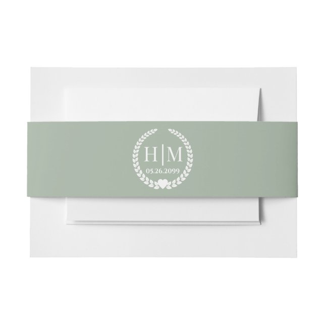 Einfache Eleganbrücke und Groom Monogram Einladungsbanderole (Vorderseite Beispiel)