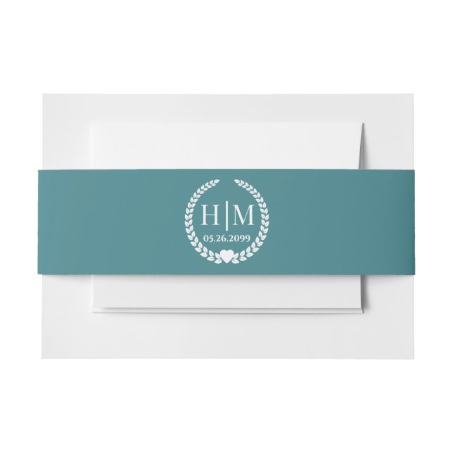 Einfache Eleganbrücke und Groom Monogram Einladungsbanderole (Vorderseite Beispiel)