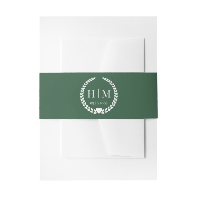 Einfache Eleganbrücke und Groom Monogram Einladungsbanderole (Vorderseite Beispiel)