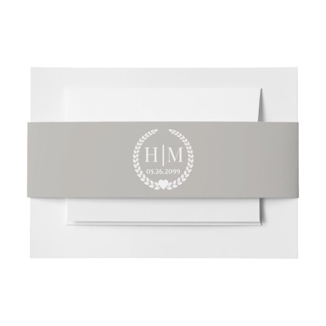 Einfache Eleganbrücke und Groom Monogram Einladungsbanderole (Vorderseite Beispiel)