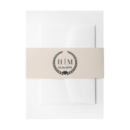 Einfache Eleganbrücke und Groom Monogram Einladungsbanderole