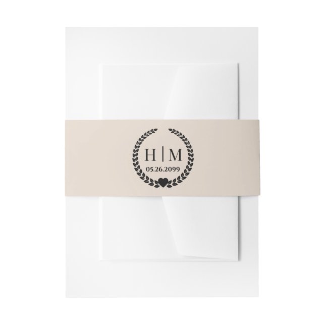 Einfache Eleganbrücke und Groom Monogram Einladungsbanderole (Vorderseite Beispiel)